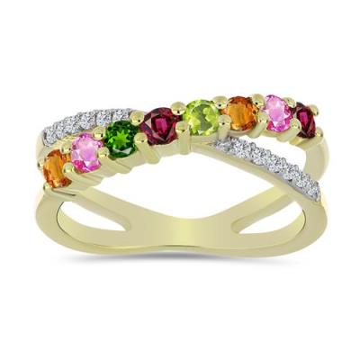 BUY MULTI TOURMALINE GEMSTONE RING IN 925 STERLING SILVER